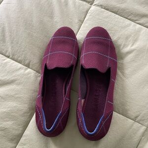 Rothy's Burgundy and Blue Checkered Flats